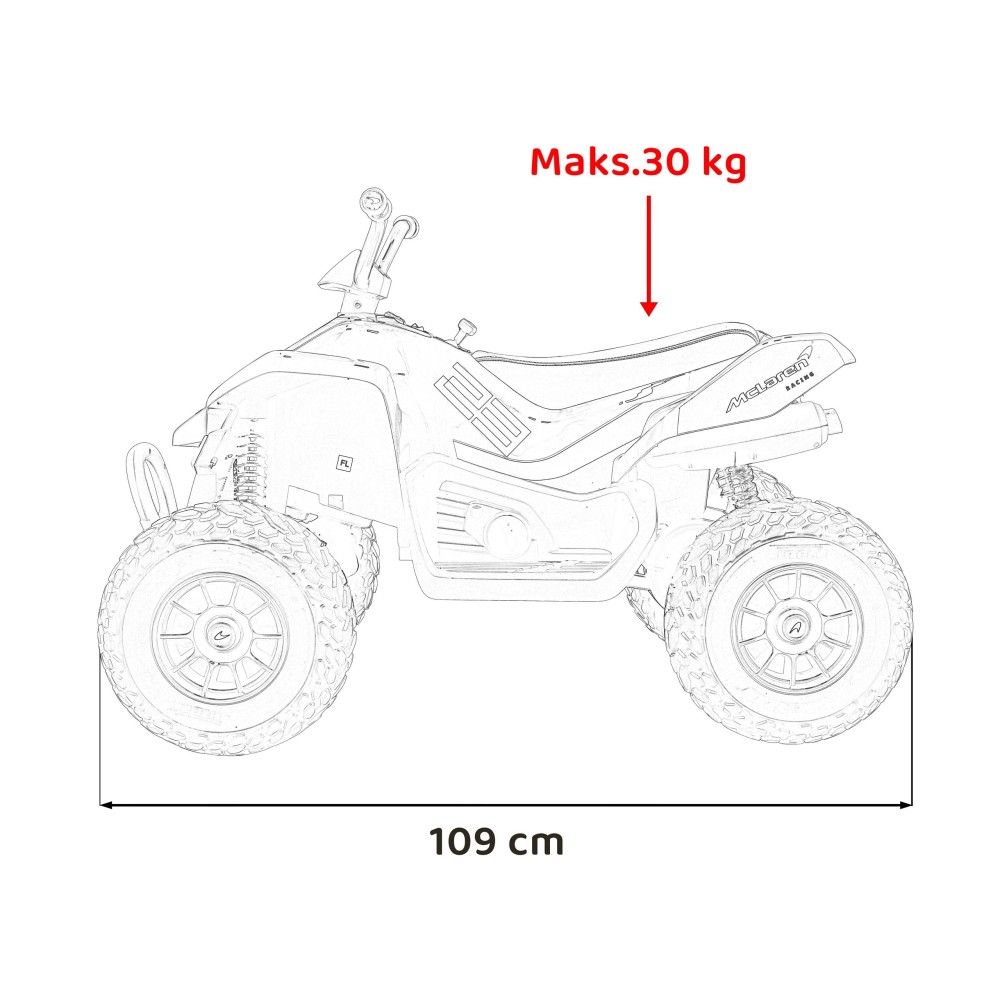 JOKO Elektrická Štvorkolka Mclaren Racing MCL 35 4x4, diaľkové ovládanie, penové kolesá, kožené sedadlo, oranžová