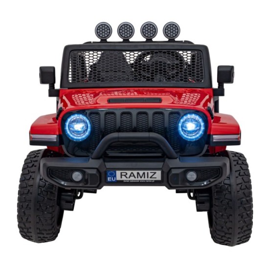JOKO Elektrické Autíčko Jeep OFF-ROAD 3.0, penové kolesá 4x4, Dvojmiestne kožené sedadlo, červené