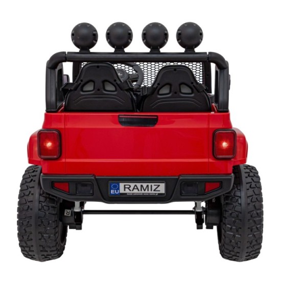 JOKO Elektrické Autíčko Jeep OFF-ROAD 3.0, penové kolesá 4x4, Dvojmiestne kožené sedadlo, červené