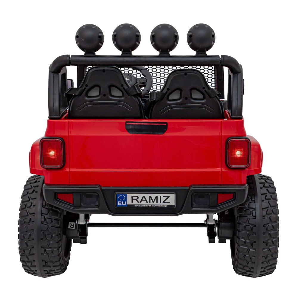 JOKO Elektrické Autíčko Jeep OFF-ROAD 3.0, penové kolesá 4x4, Dvojmiestne kožené sedadlo, červené