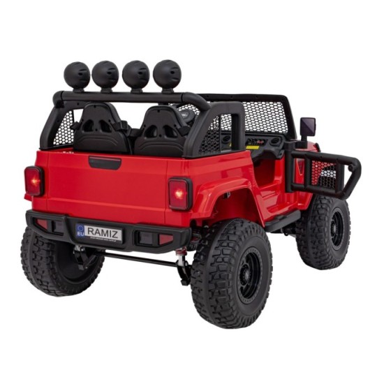 JOKO Elektrické Autíčko Jeep OFF-ROAD 3.0, penové kolesá 4x4, Dvojmiestne kožené sedadlo, červené
