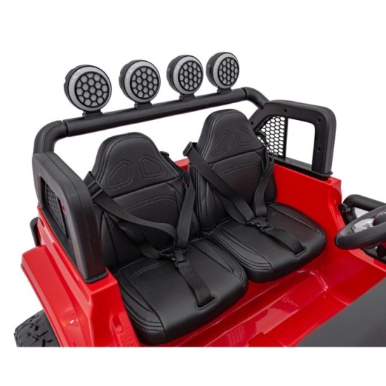 JOKO Elektrické Autíčko Jeep OFF-ROAD 3.0, penové kolesá 4x4, Dvojmiestne kožené sedadlo, červené