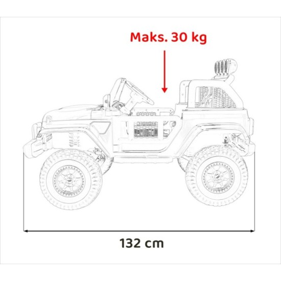 JOKO Elektrické Autíčko Jeep OFF-ROAD 3.0, penové kolesá 4x4, Dvojmiestne kožené sedadlo, červené