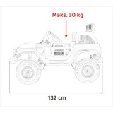 JOKO Elektrické Autíčko Jeep OFF-ROAD 3.0, penové kolesá 4x4, Dvojmiestne kožené sedadlo, červené
