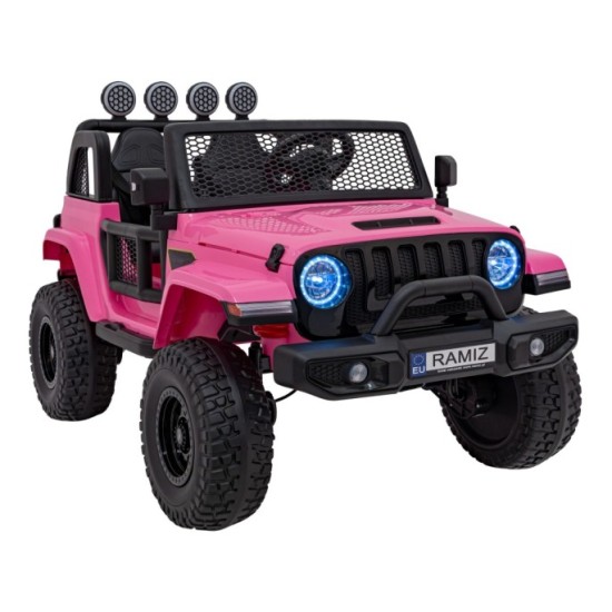 JOKO Elektrické Autíčko Jeep OFF-ROAD 3.0, penové kolesá 4x4, Dvojmiestne kožené sedadlo, ružové