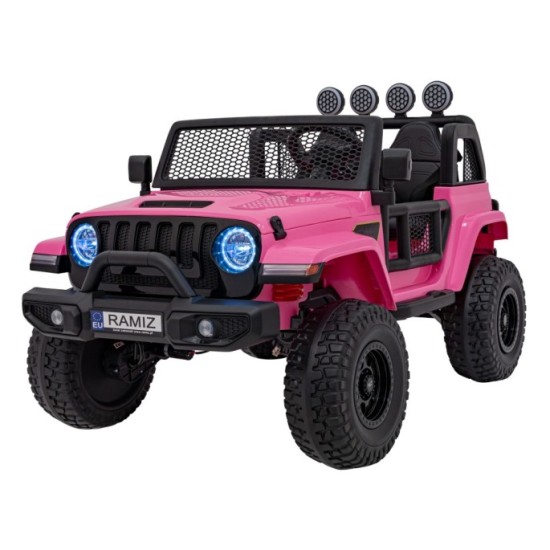 JOKO Elektrické Autíčko Jeep OFF-ROAD 3.0, penové kolesá 4x4, Dvojmiestne kožené sedadlo, ružové