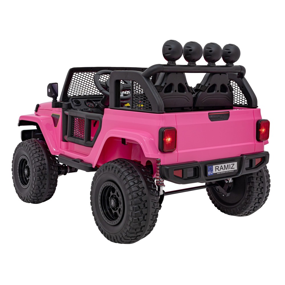 JOKO Elektrické Autíčko Jeep OFF-ROAD 3.0, penové kolesá 4x4, Dvojmiestne kožené sedadlo, ružové
