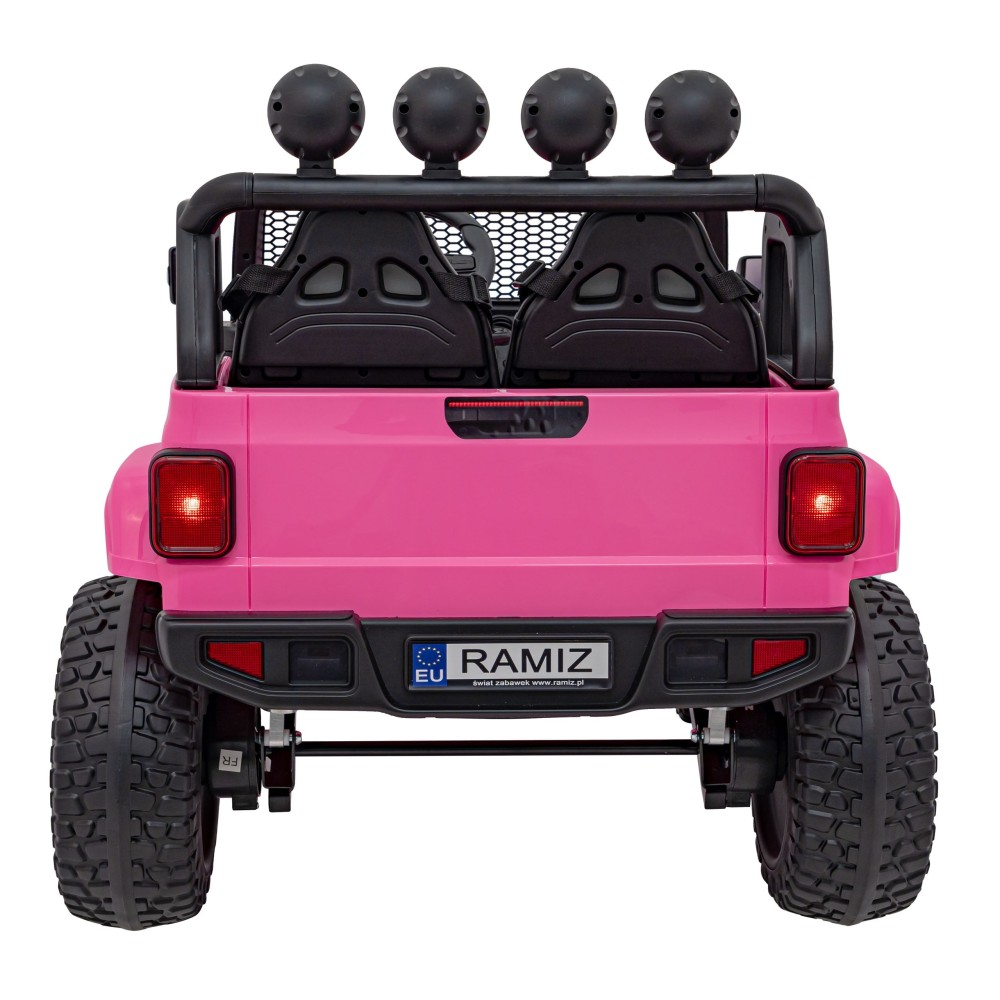 JOKO Elektrické Autíčko Jeep OFF-ROAD 3.0, penové kolesá 4x4, Dvojmiestne kožené sedadlo, ružové
