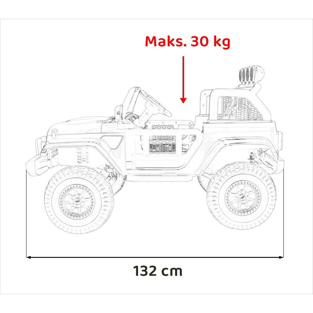JOKO Elektrické Autíčko Jeep OFF-ROAD 3.0, penové kolesá 4x4, Dvojmiestne kožené sedadlo, ružové