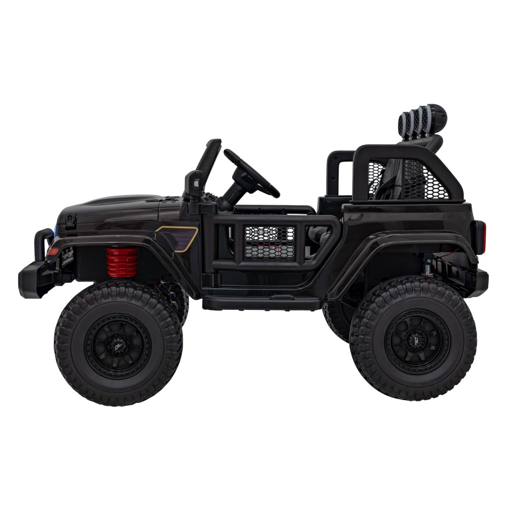 JOKO Elektrické Autíčko Jeep OFF-ROAD 3.0, penové kolesá 4x4, Dvojmiestne kožené sedadlo, čierne