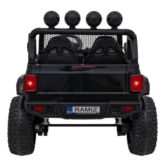 JOKO Elektrické Autíčko Jeep OFF-ROAD 3.0, penové kolesá 4x4, Dvojmiestne kožené sedadlo, čierne