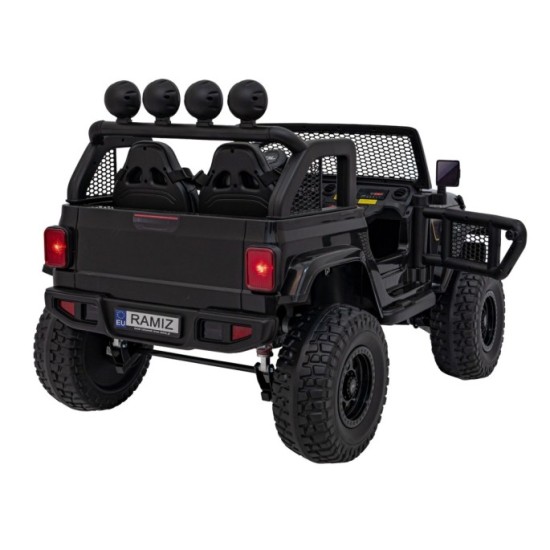 JOKO Elektrické Autíčko Jeep OFF-ROAD 3.0, penové kolesá 4x4, Dvojmiestne kožené sedadlo, čierne