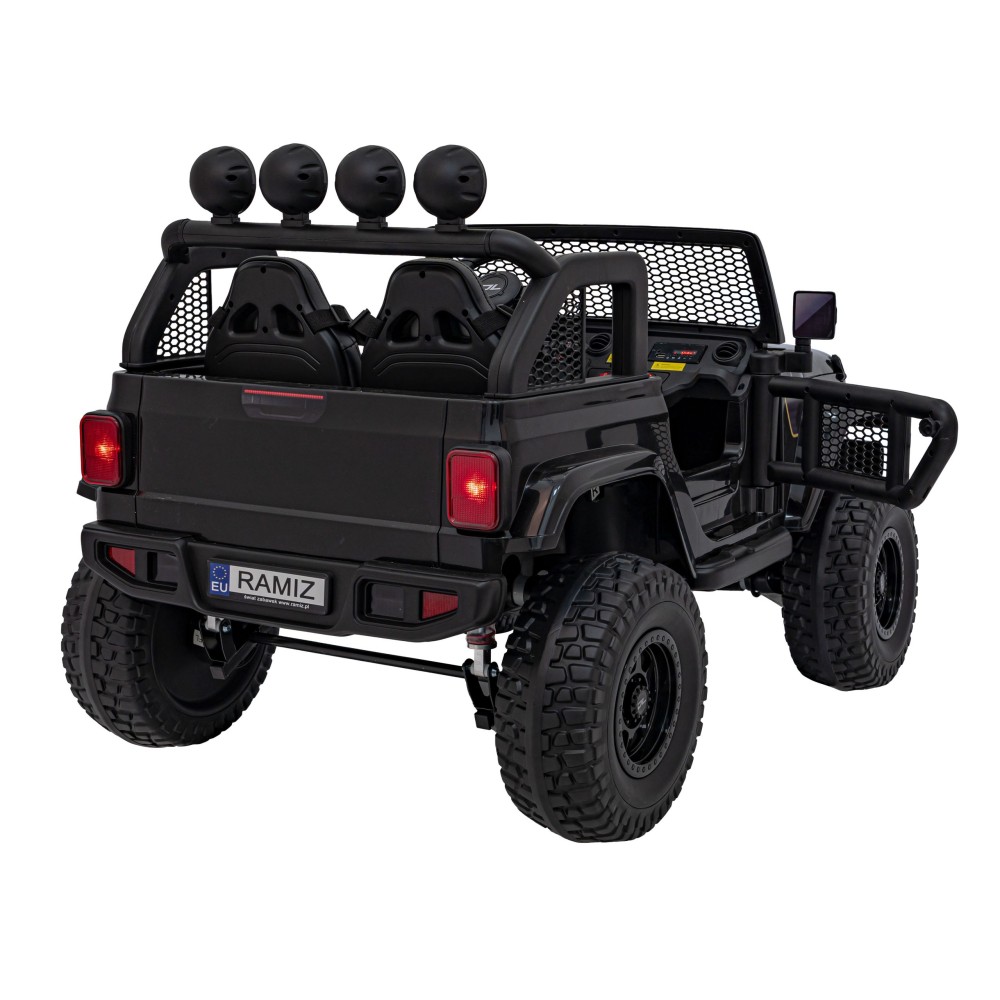 JOKO Elektrické Autíčko Jeep OFF-ROAD 3.0, penové kolesá 4x4, Dvojmiestne kožené sedadlo, čierne