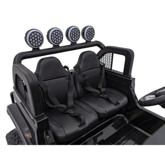 JOKO Elektrické Autíčko Jeep OFF-ROAD 3.0, penové kolesá 4x4, Dvojmiestne kožené sedadlo, čierne