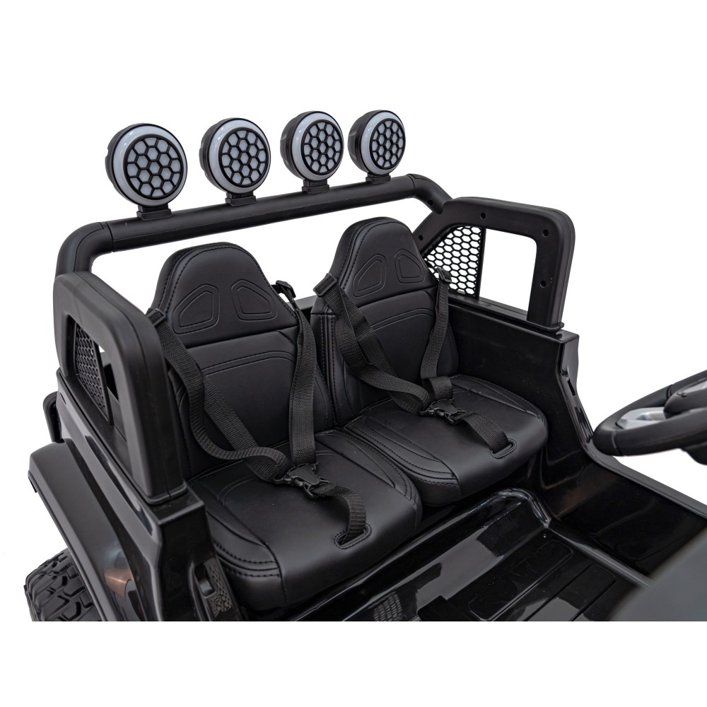 JOKO Elektrické Autíčko Jeep OFF-ROAD 3.0, penové kolesá 4x4, Dvojmiestne kožené sedadlo, čierne