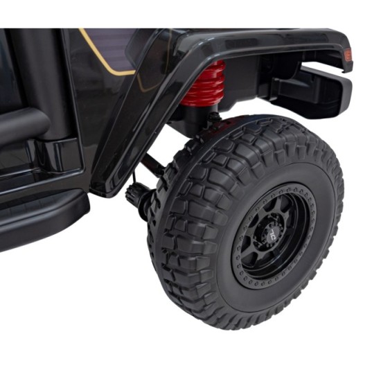 JOKO Elektrické Autíčko Jeep OFF-ROAD 3.0, penové kolesá 4x4, Dvojmiestne kožené sedadlo, čierne