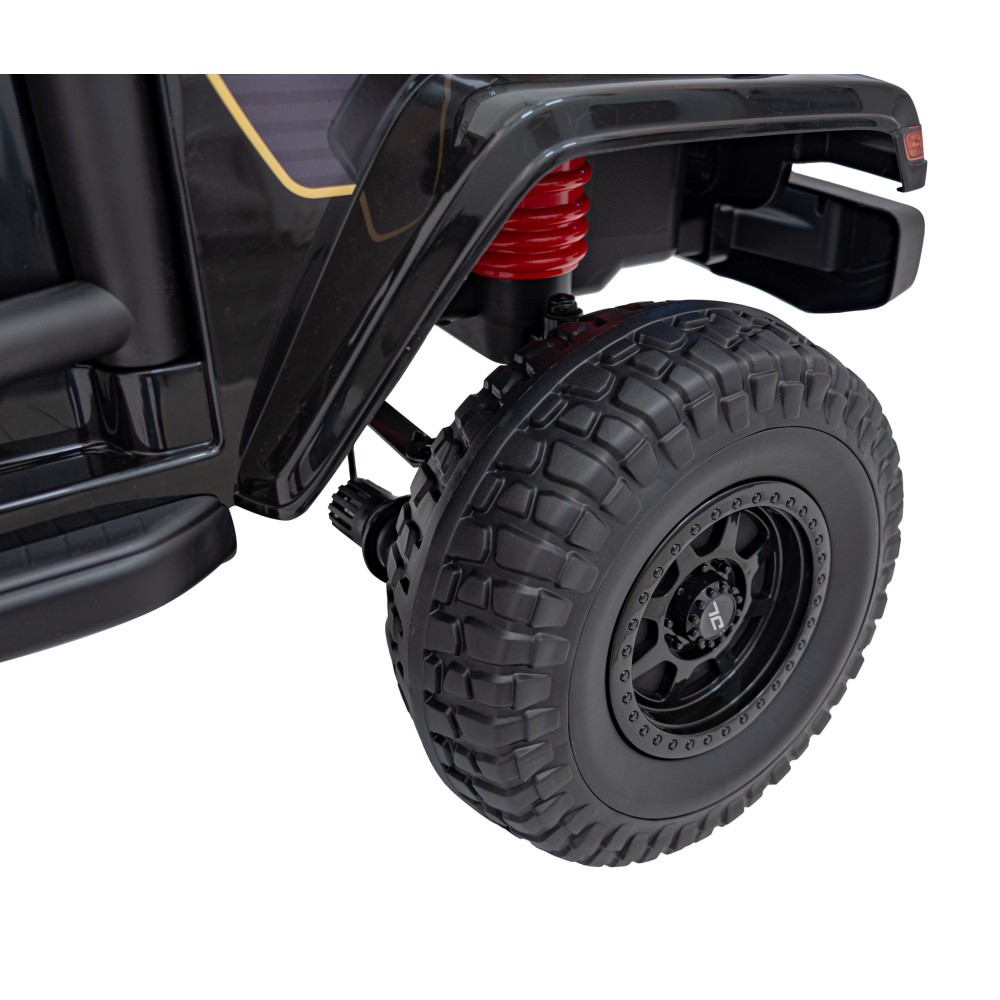 JOKO Elektrické Autíčko Jeep OFF-ROAD 3.0, penové kolesá 4x4, Dvojmiestne kožené sedadlo, čierne