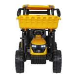 JOKO Elektrický Traktor s predným nakladačom a vlečkou D68, 2x200W 24V, kožené sedadlo, celková dĺžka 233cm, žltý