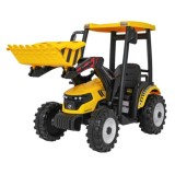 JOKO Elektrický Traktor s predným nakladačom a vlečkou D68, 2x200W 24V, kožené sedadlo, celková dĺžka 233cm, žltý