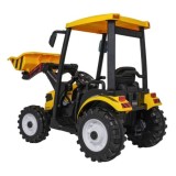 JOKO Elektrický Traktor s predným nakladačom a vlečkou D68, 2x200W 24V, kožené sedadlo, celková dĺžka 233cm, žltý