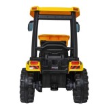 JOKO Elektrický Traktor s predným nakladačom a vlečkou D68, 2x200W 24V, kožené sedadlo, celková dĺžka 233cm, žltý