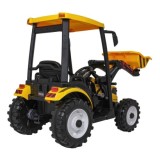 JOKO Elektrický Traktor s predným nakladačom a vlečkou D68, 2x200W 24V, kožené sedadlo, celková dĺžka 233cm, žltý