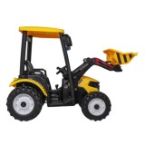 JOKO Elektrický Traktor s predným nakladačom a vlečkou D68, 2x200W 24V, kožené sedadlo, celková dĺžka 233cm, žltý