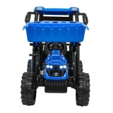 JOKO Elektrický Traktor s predným nakladačom a vlečkou D68, 2x200W 24V, kožené sedadlo, celková dĺžka 233cm, modrý