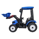 JOKO Elektrický Traktor s predným nakladačom a vlečkou D68, 2x200W 24V, kožené sedadlo, celková dĺžka 233cm, modrý