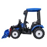 JOKO Elektrický Traktor s predným nakladačom a vlečkou D68, 2x200W 24V, kožené sedadlo, celková dĺžka 233cm, modrý
