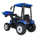 JOKO Elektrický Traktor s predným nakladačom a vlečkou D68, 2x200W 24V, kožené sedadlo, celková dĺžka 233cm, modrý