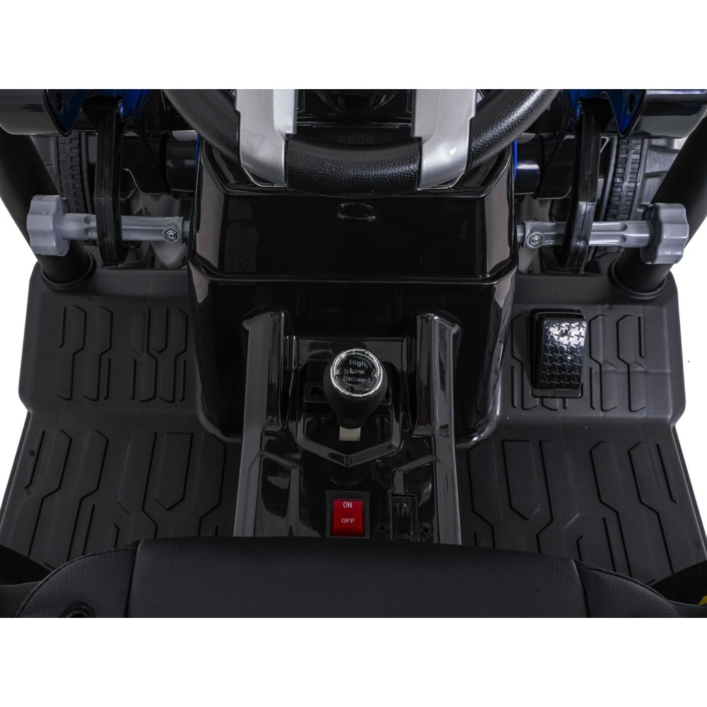 JOKO Elektrický Traktor s predným nakladačom a vlečkou D68, 2x200W 24V, kožené sedadlo, celková dĺžka 233cm, modrý