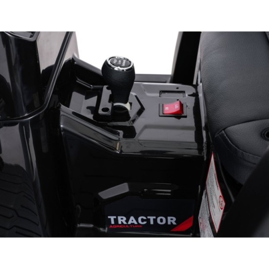 JOKO Elektrický Traktor s predným nakladačom a vlečkou D68, 2x200W 24V, kožené sedadlo, celková dĺžka 233cm, modrý