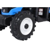 JOKO Elektrický Traktor s predným nakladačom a vlečkou D68, 2x200W 24V, kožené sedadlo, celková dĺžka 233cm, modrý
