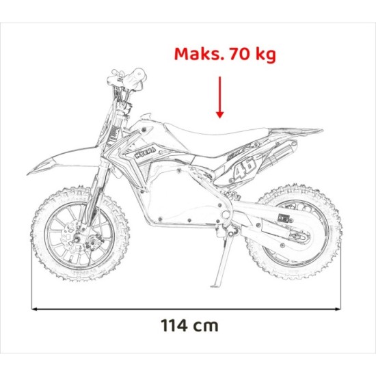 JOKO Elektrická motorka RENEGADE 50R, 500W 36V/9AH, nafukovacie kolesá, rýchlosť 24km/h, nosnosť 70kg, modrá