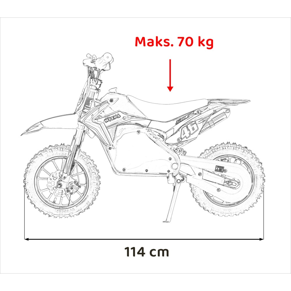 JOKO Elektrická motorka RENEGADE 50R, 500W 36V/9AH, nafukovacie kolesá, rýchlosť 24km/h, nosnosť 70kg, modrá