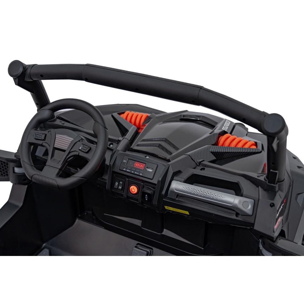 JOKO Elektrické autíčko BUGGY UTV X3 Off-Road 24V 4x200W, Dvojmiestne kožené sedadlo, nosnosť 90kg, penové kolesá, čierne