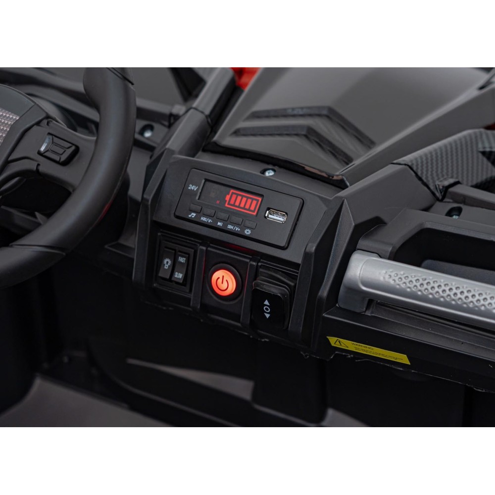 JOKO Elektrické autíčko BUGGY UTV X3 Off-Road 24V 4x200W, Dvojmiestne kožené sedadlo, nosnosť 90kg, penové kolesá, čierne