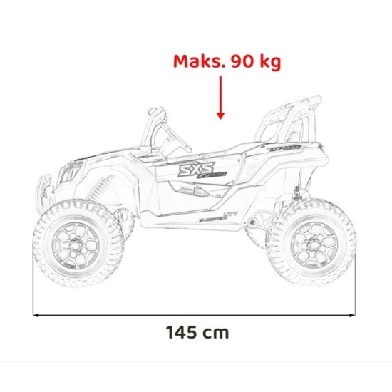 JOKO Elektrické autíčko BUGGY UTV X3 Off-Road 24V 4x200W, Dvojmiestne kožené sedadlo, nosnosť 90kg, penové kolesá, červené