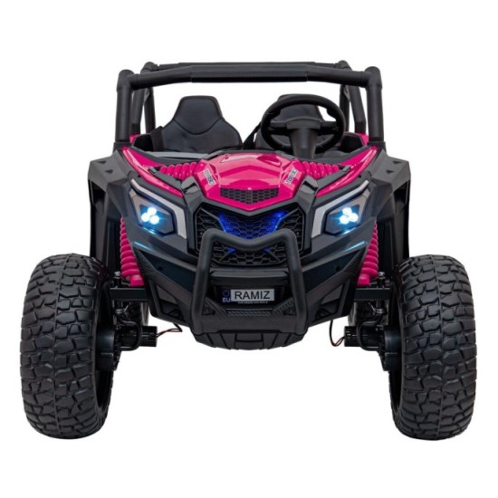 JOKO Elektrické autíčko BUGGY UTV X3 Off-Road 24V 4x200W, Dvojmiestne kožené sedadlo, nosnosť 90kg, penové kolesá, ružové