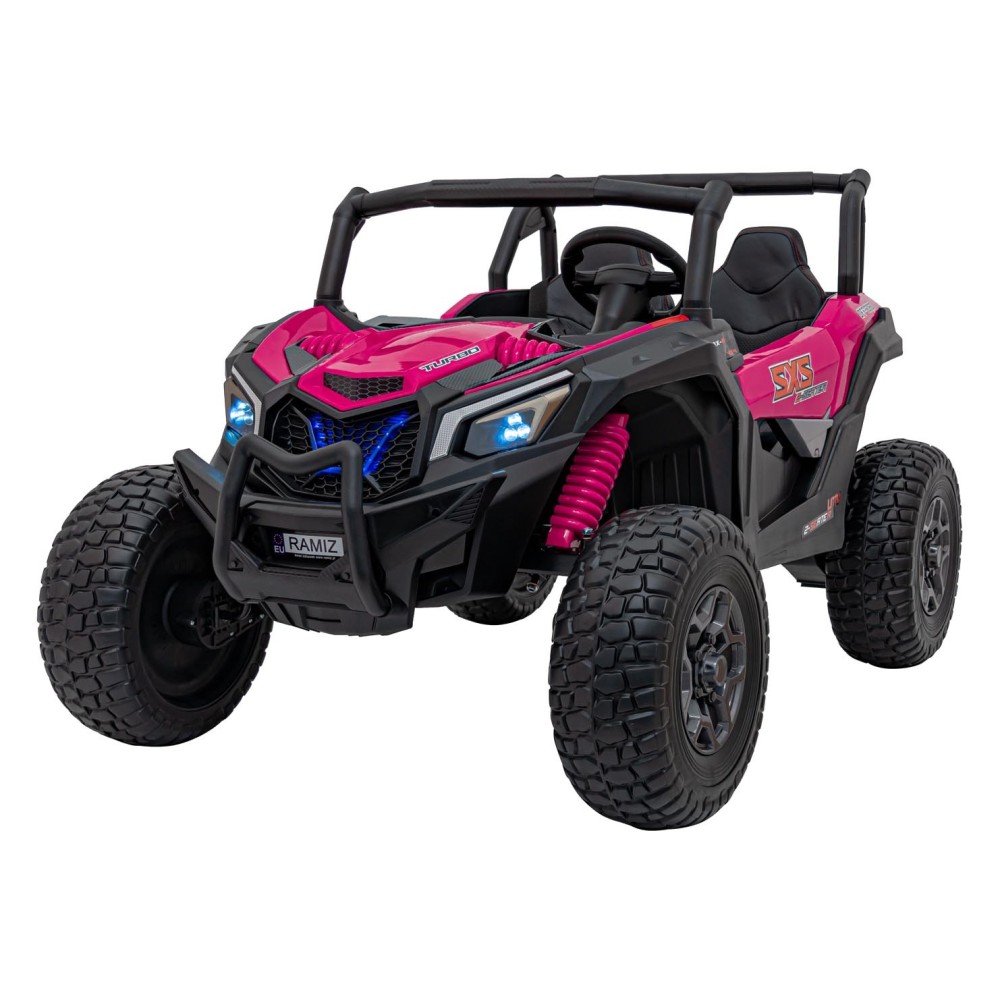 JOKO Elektrické autíčko BUGGY UTV X3 Off-Road 24V 4x200W, Dvojmiestne kožené sedadlo, nosnosť 90kg, penové kolesá, ružové