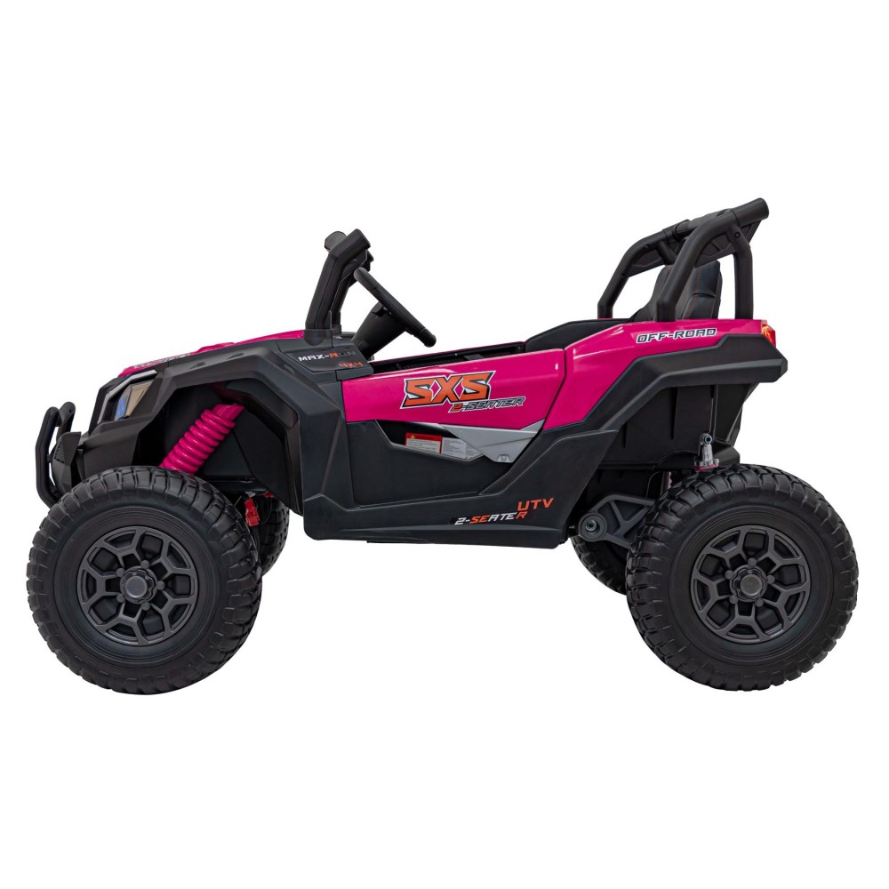 JOKO Elektrické autíčko BUGGY UTV X3 Off-Road 24V 4x200W, Dvojmiestne kožené sedadlo, nosnosť 90kg, penové kolesá, ružové
