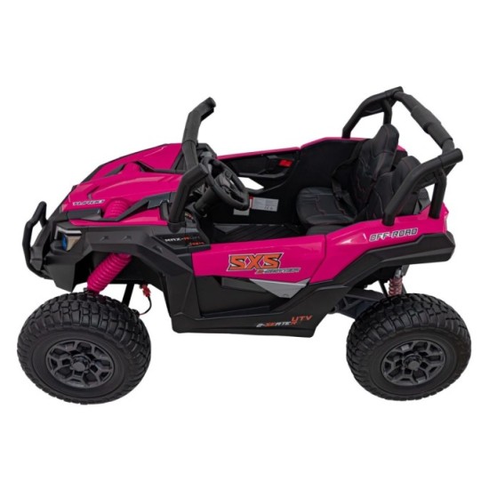 JOKO Elektrické autíčko BUGGY UTV X3 Off-Road 24V 4x200W, Dvojmiestne kožené sedadlo, nosnosť 90kg, penové kolesá, ružové