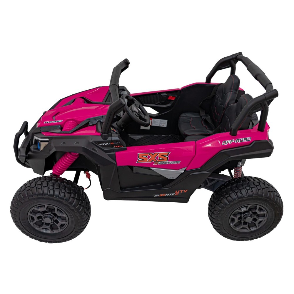 JOKO Elektrické autíčko BUGGY UTV X3 Off-Road 24V 4x200W, Dvojmiestne kožené sedadlo, nosnosť 90kg, penové kolesá, ružové