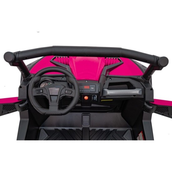 JOKO Elektrické autíčko BUGGY UTV X3 Off-Road 24V 4x200W, Dvojmiestne kožené sedadlo, nosnosť 90kg, penové kolesá, ružové