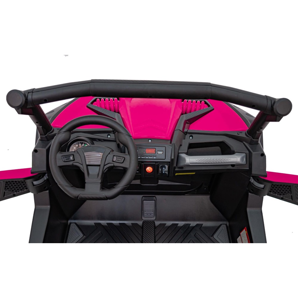 JOKO Elektrické autíčko BUGGY UTV X3 Off-Road 24V 4x200W, Dvojmiestne kožené sedadlo, nosnosť 90kg, penové kolesá, ružové