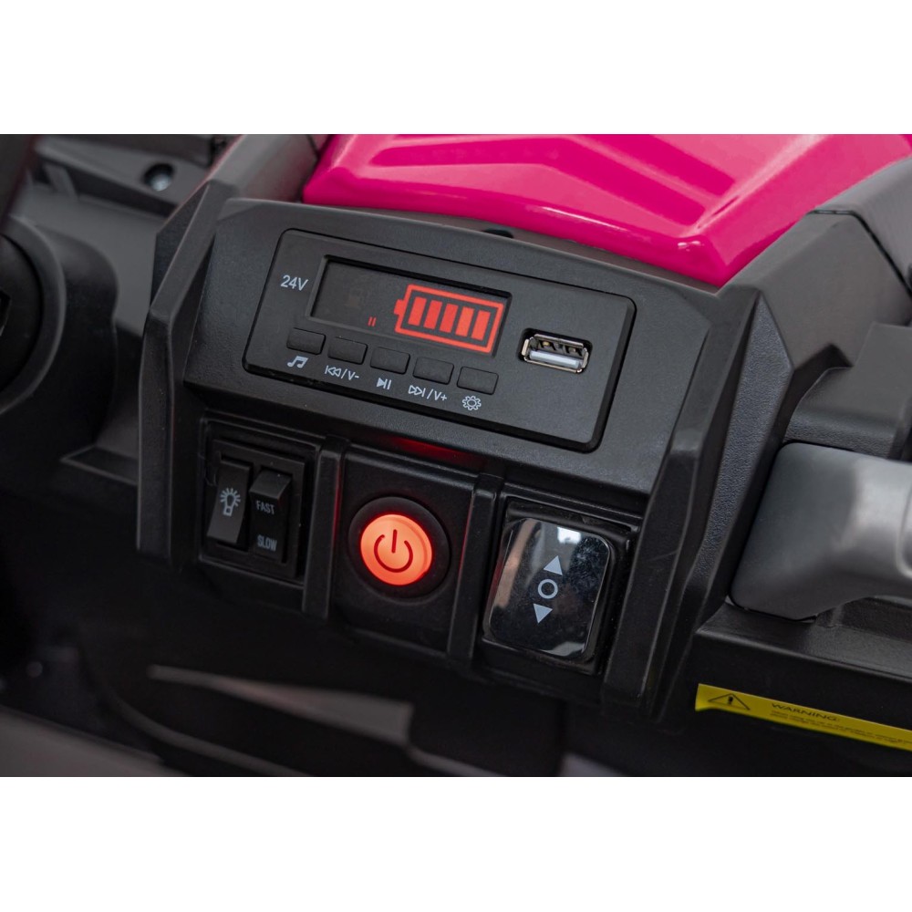 JOKO Elektrické autíčko BUGGY UTV X3 Off-Road 24V 4x200W, Dvojmiestne kožené sedadlo, nosnosť 90kg, penové kolesá, ružové