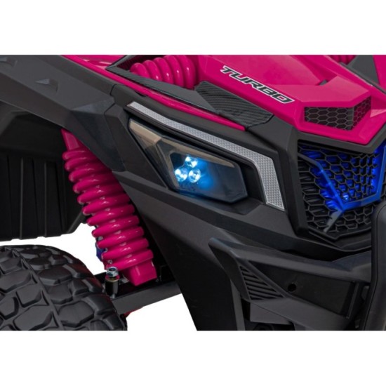 JOKO Elektrické autíčko BUGGY UTV X3 Off-Road 24V 4x200W, Dvojmiestne kožené sedadlo, nosnosť 90kg, penové kolesá, ružové