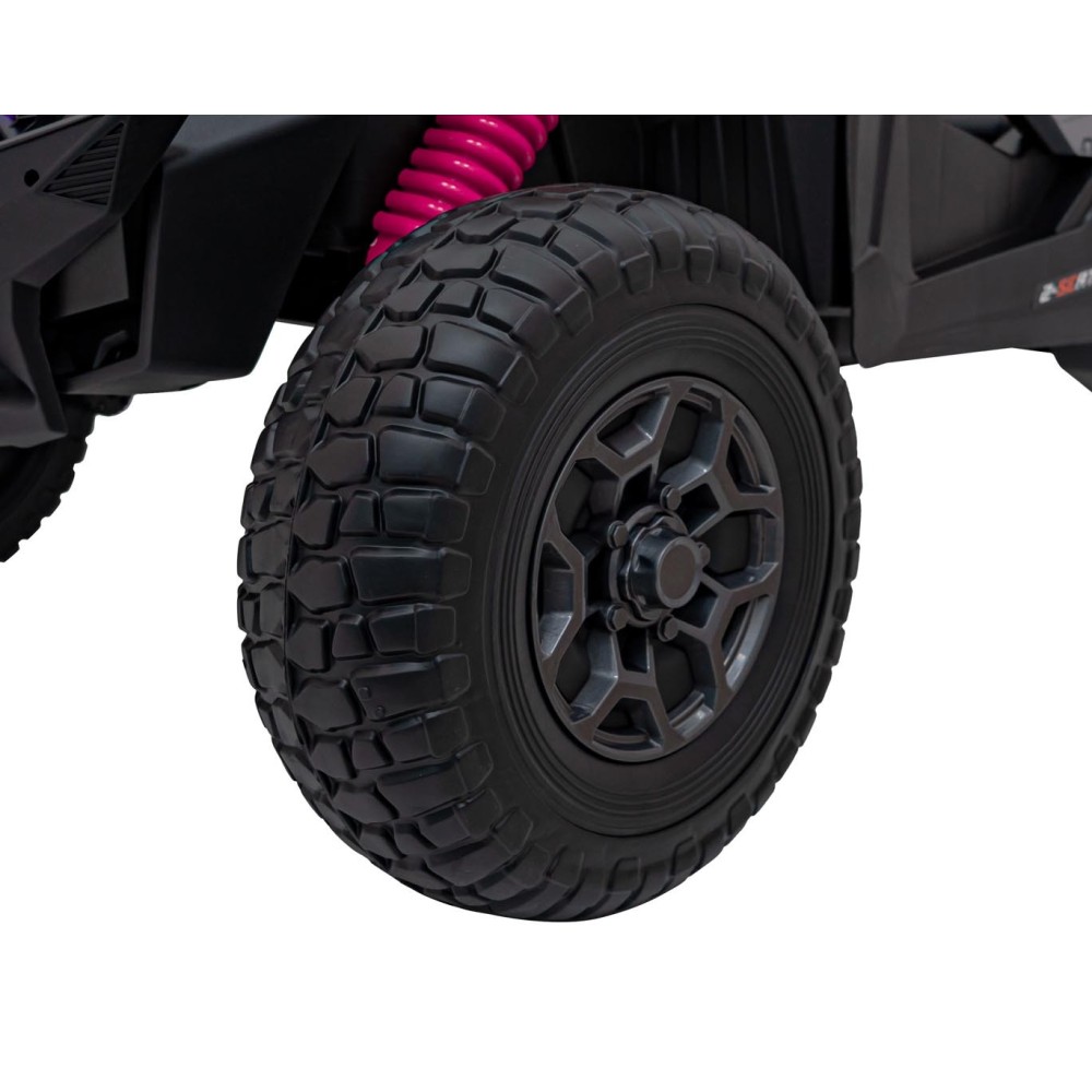 JOKO Elektrické autíčko BUGGY UTV X3 Off-Road 24V 4x200W, Dvojmiestne kožené sedadlo, nosnosť 90kg, penové kolesá, ružové