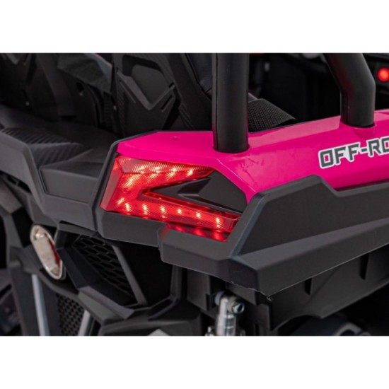 JOKO Elektrické autíčko BUGGY UTV X3 Off-Road 24V 4x200W, Dvojmiestne kožené sedadlo, nosnosť 90kg, penové kolesá, ružové
